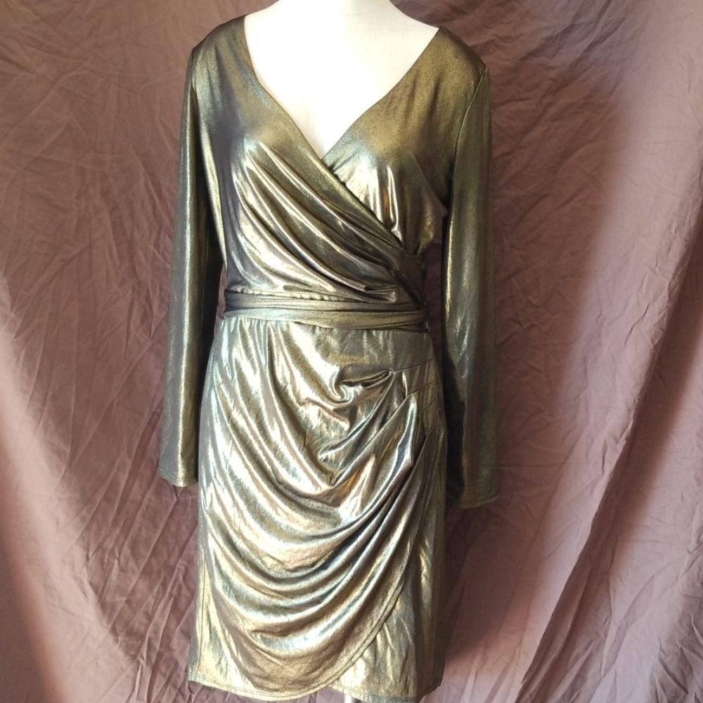 A.B.S COLLECTION DRESS NWT. Metallic gold/ black